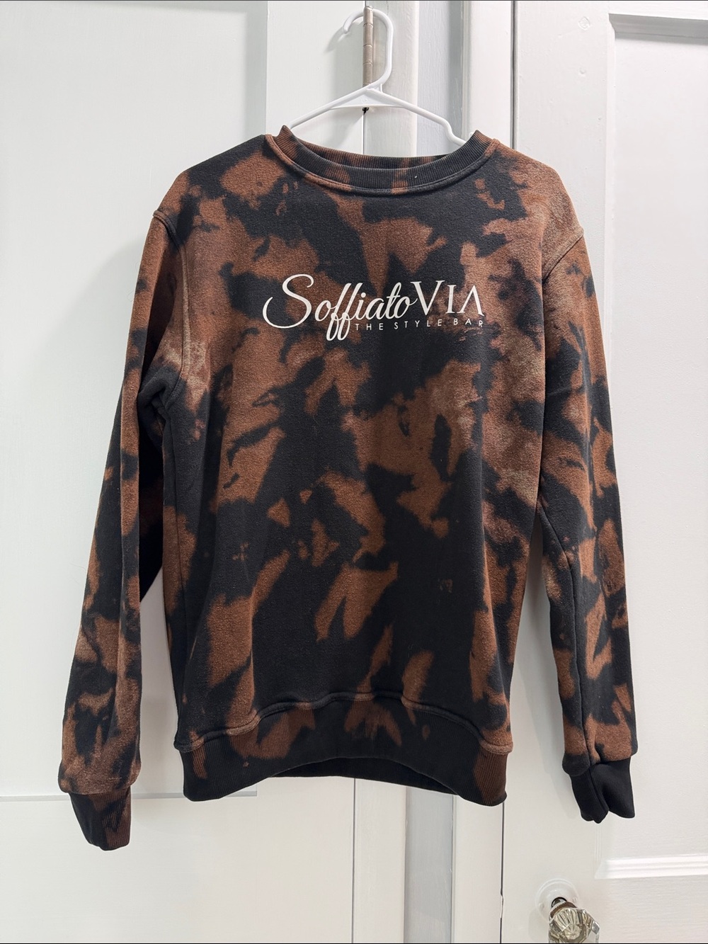 Men's Black & Brown Tie-Dye Crewneck Sweatshirt